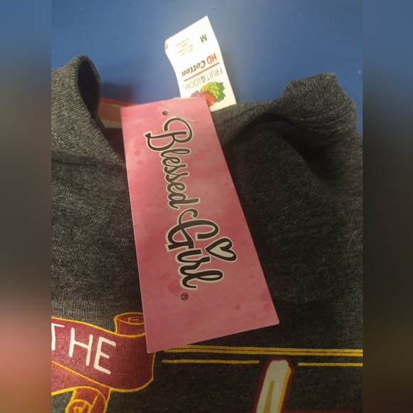NWT Blessed Girl long sleeved charcoal gray tee "The Greatest of these is love" - Picture 5 of 8